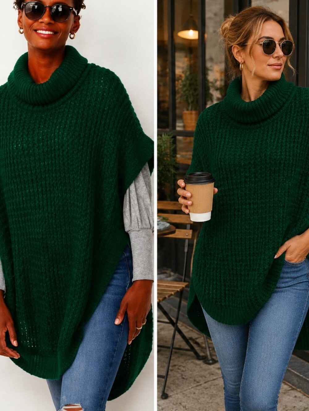 LC LAUREN CONRAD GREEN KNITTED PONCHO ✨️💚